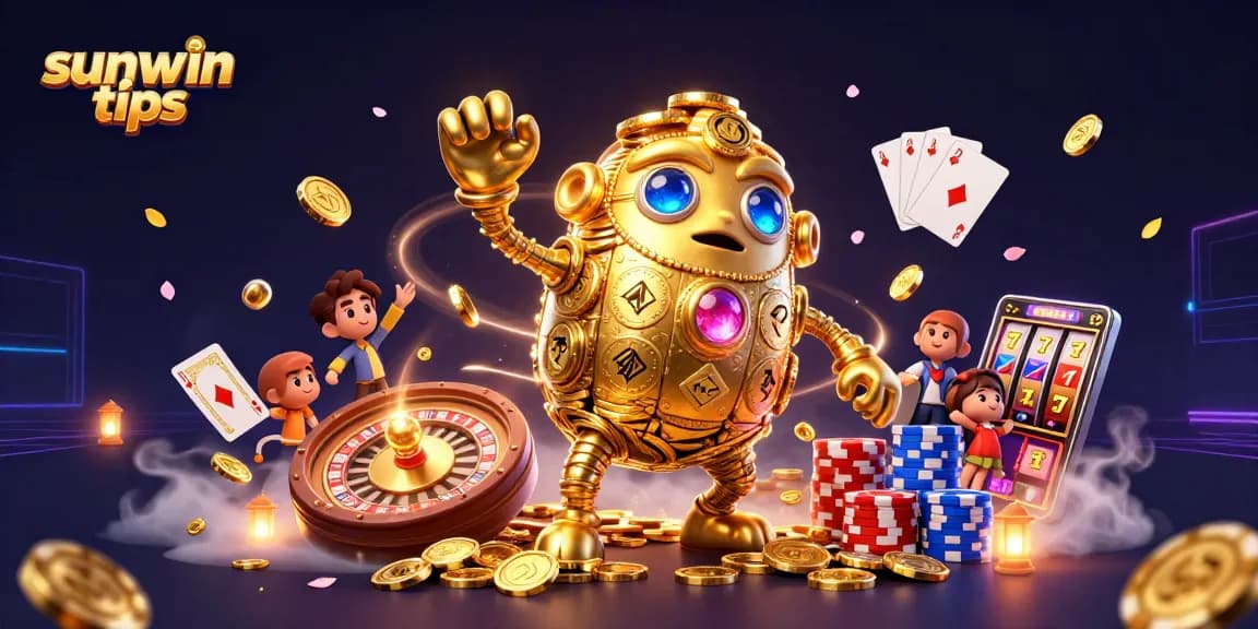 Experience thrilling gameplay with sunwin tips in this vibrant 3D casino scene showcasing iconic elements.