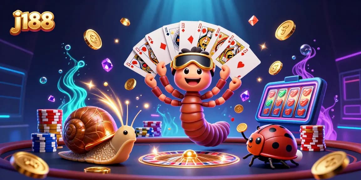 Join the action at j188 with vibrant casino elements and colorful characters in a lively gaming scene.