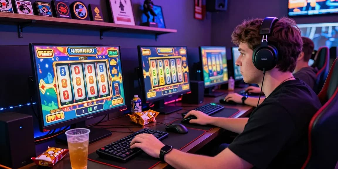 Pengguna slot online menikmati permainan di komputer dengan suasana menarik dan semangat tinggi.