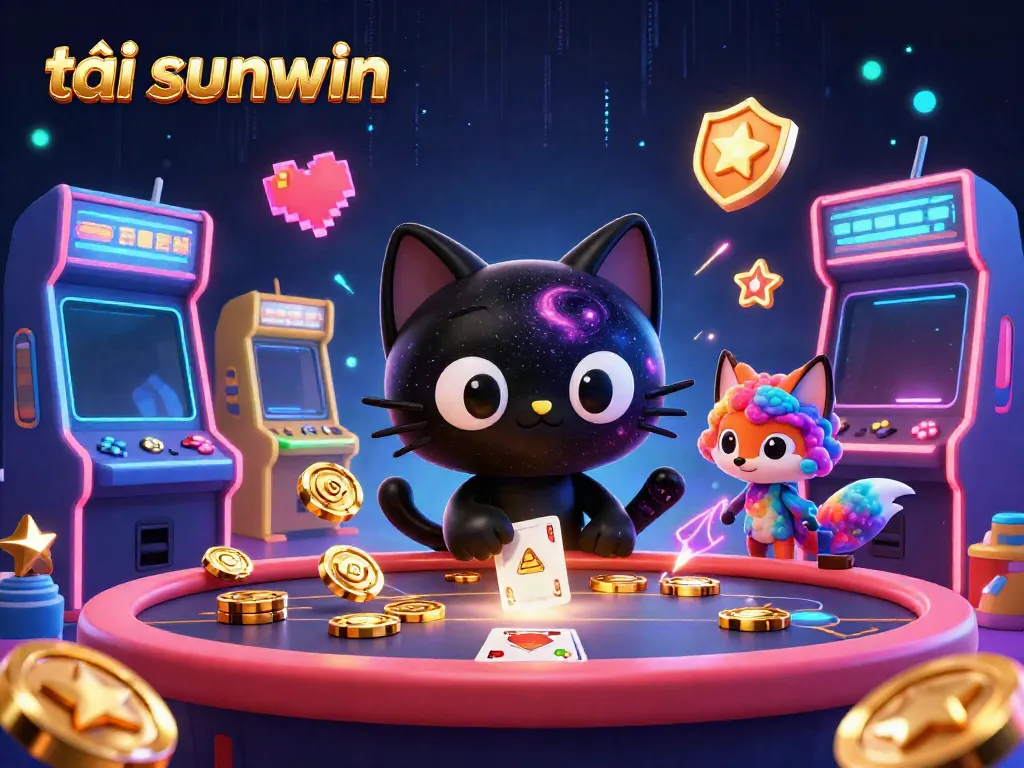 Experience the thrill with tải sunwin as a cosmic black hole cat draws in casino chips and cards