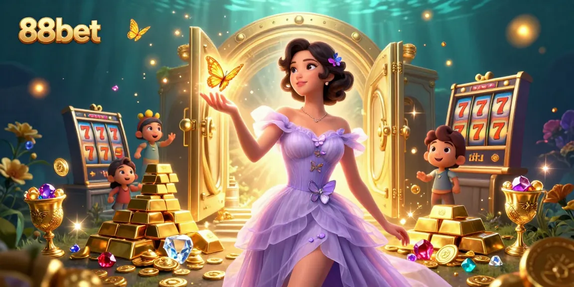 Spin reels and win big with 88bet in this vibrant casino scene packed with treasures.
