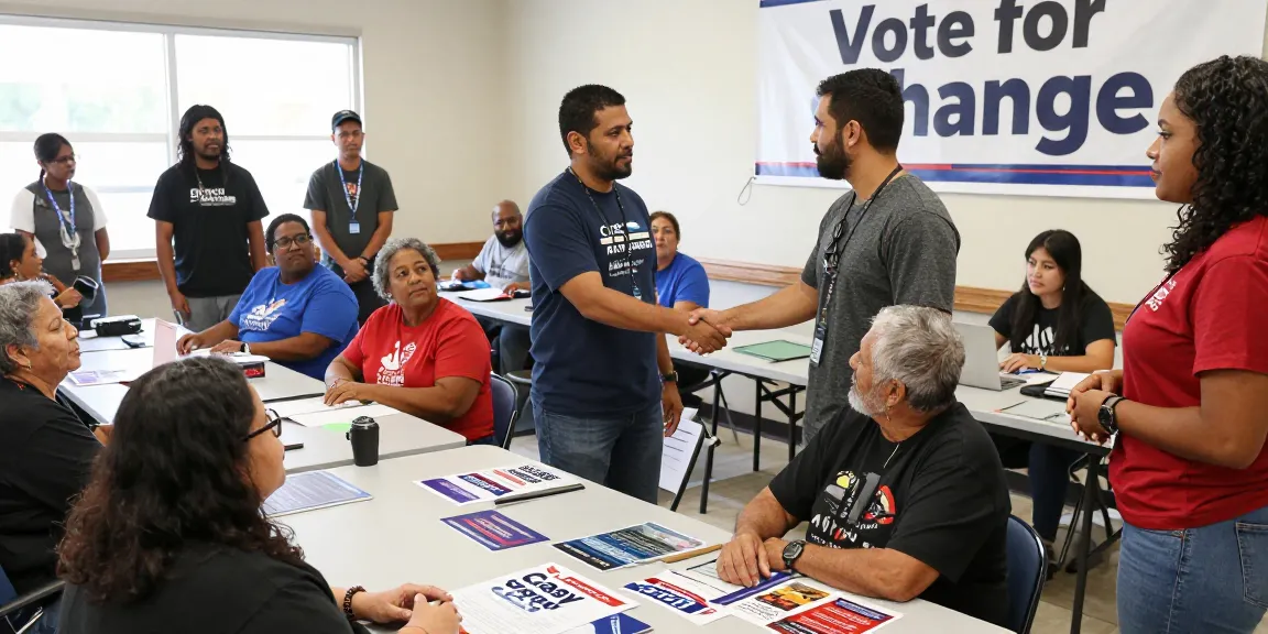 Casey Askar engaging voters at a community center during his campaign for FL-22.