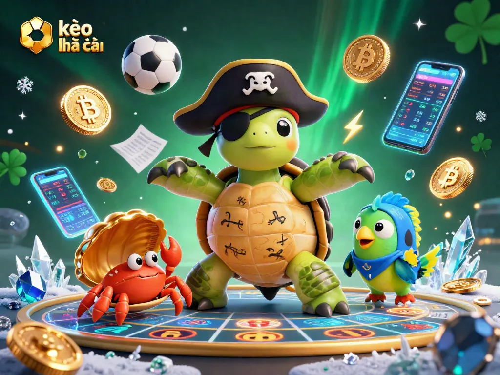 Engage with kèo nhà cái by seeing sports betting excitement through vibrant cartoon characters and crypto elements.