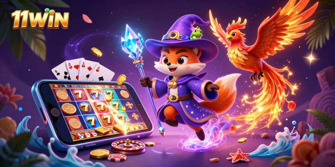 Engage in thrilling gameplay at 11WIN with mystical characters and vibrant casino elements.