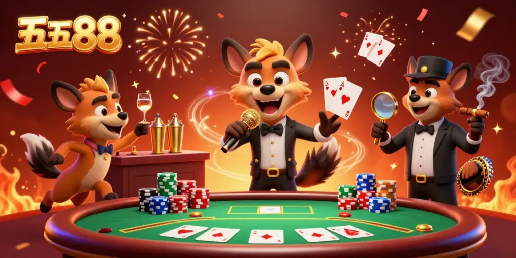 Enjoy exciting moments at the five 88 comedy casino featuring hyenas engaging in a lively environment.