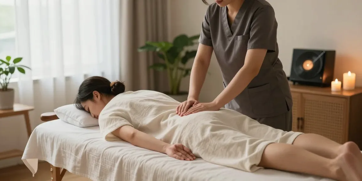 Experience premium 광명출장안마 in a soothing home massage setup with professional therapist.