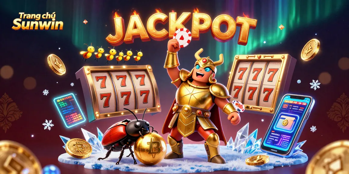 Play slots with excitement at Trang chủ Sunwin as a 3D cartoon beetle celebrates a jackpot win!