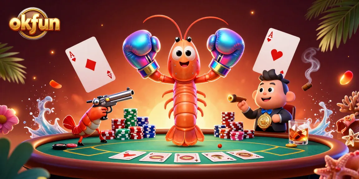 Engage with thrilling poker action at okfun featuring cartoon characters and vivid casino elements.