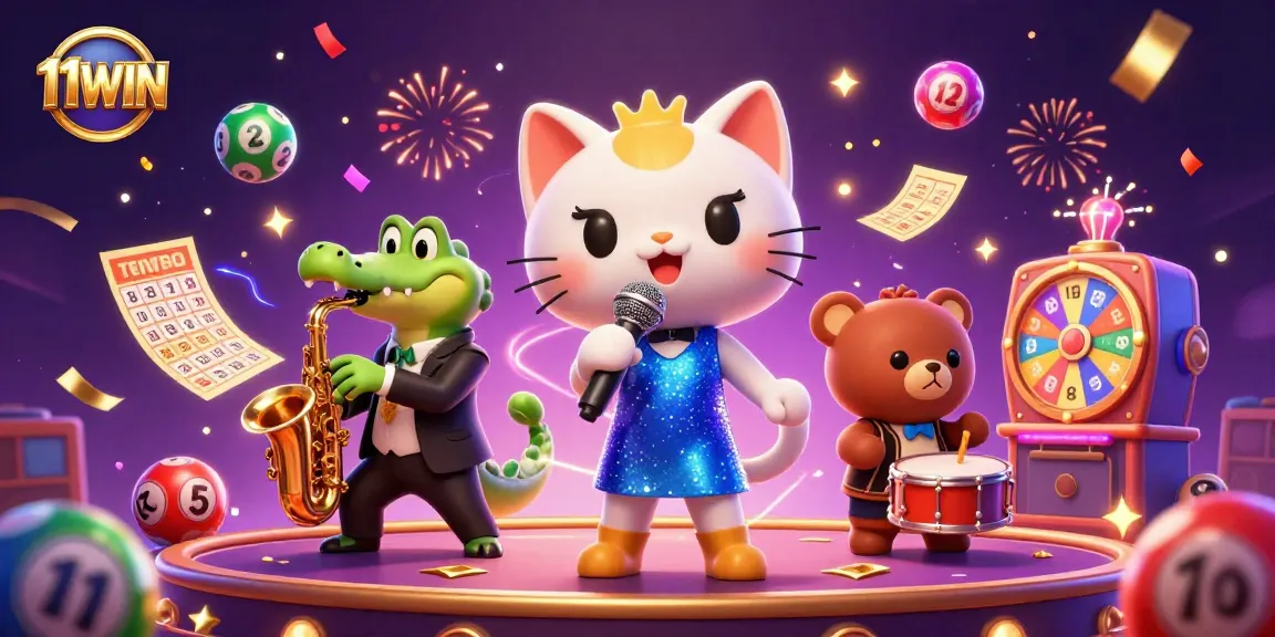 Experience the thrill of 11WIN with vibrant casino characters and dynamic gaming elements.