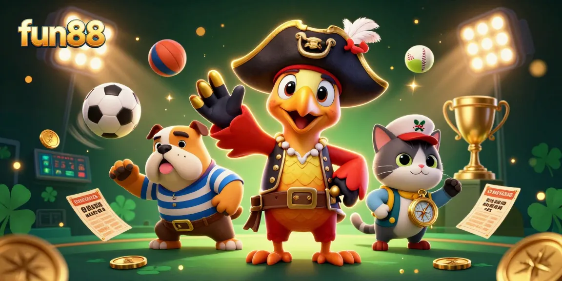 Engage in fun88 gaming action with a vibrant pirate-themed illustration showcasing sports betting elements.